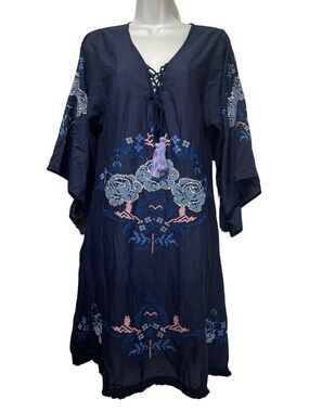 Anthropologie Ruby Yaya luna rose Blue beaded embroidered dress size XS
